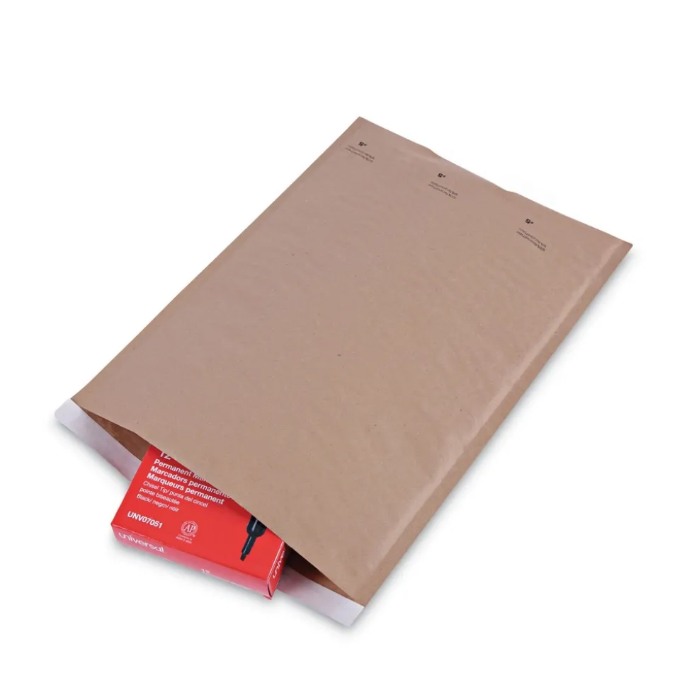 Universal 80-Piece/Carton #5 Self-Seal 10.5 in. x 16 in. Cushioned Mailer with Bubble Lining Barrier and Self-Adhesive Closure - Natural Kraft
