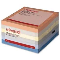 Universal Ultra Sticky Note Pads Note Ruled 4-in x 4-in Assorted Colors 100 Sheets/Pad 6 Pads/Pack