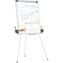 Universal UNV43031 29 in. x 41 in. Tripod-Style Dry Erase Easel - White/Silver