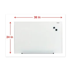 Universal UNV43202 Frameless 36 in. x 24 in. Magnetic Glass Marker Board - White