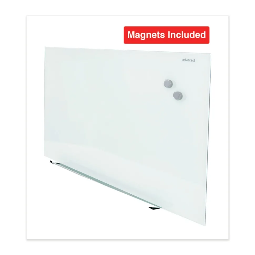 Universal UNV43202 Frameless 36 in. x 24 in. Magnetic Glass Marker Board - White