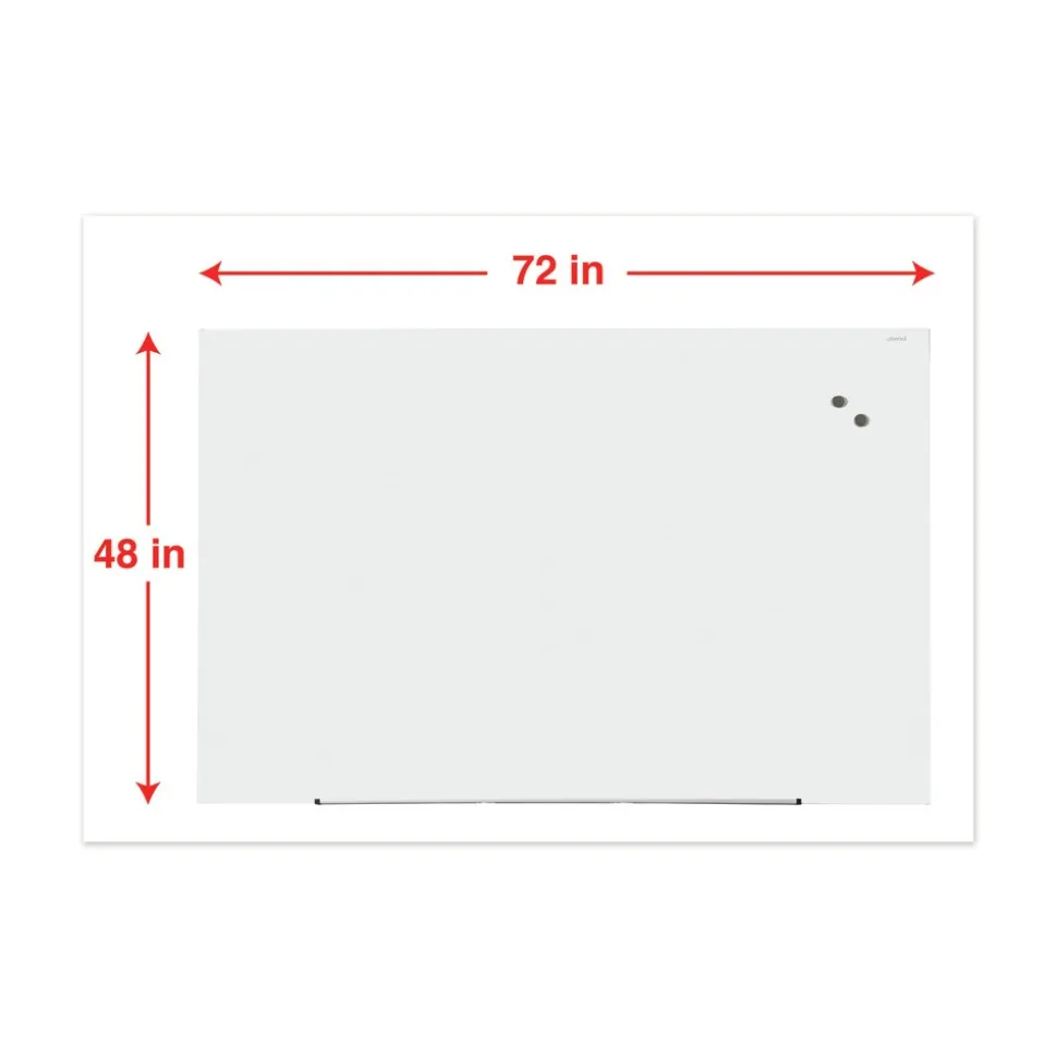 Universal UNV43204 Frameless 72 in. x 48 in. Magnetic Glass Marker Board - White
