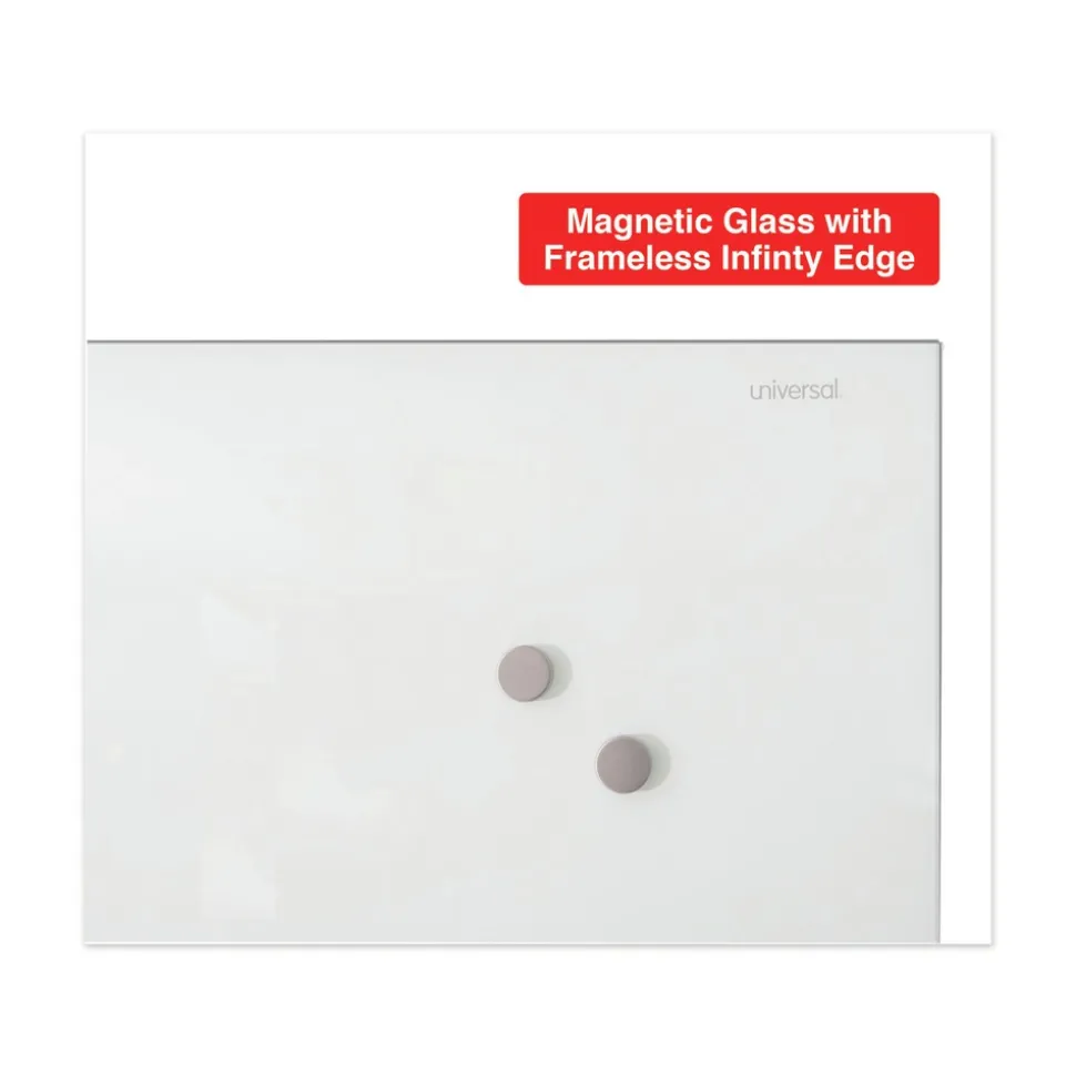 Universal UNV43204 Frameless 72 in. x 48 in. Magnetic Glass Marker Board - White