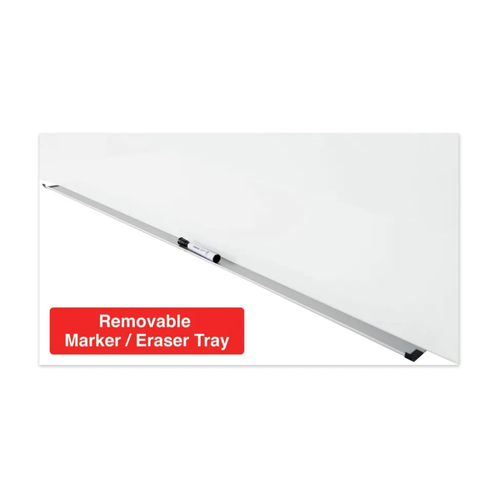 Universal UNV43204 Frameless 72 in. x 48 in. Magnetic Glass Marker Board - White