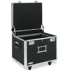 Vaultz 17.5 in. x 15.5 in. x 14.5 in. Locking Mobile Letter/Legal File Chest - Black/Chrome