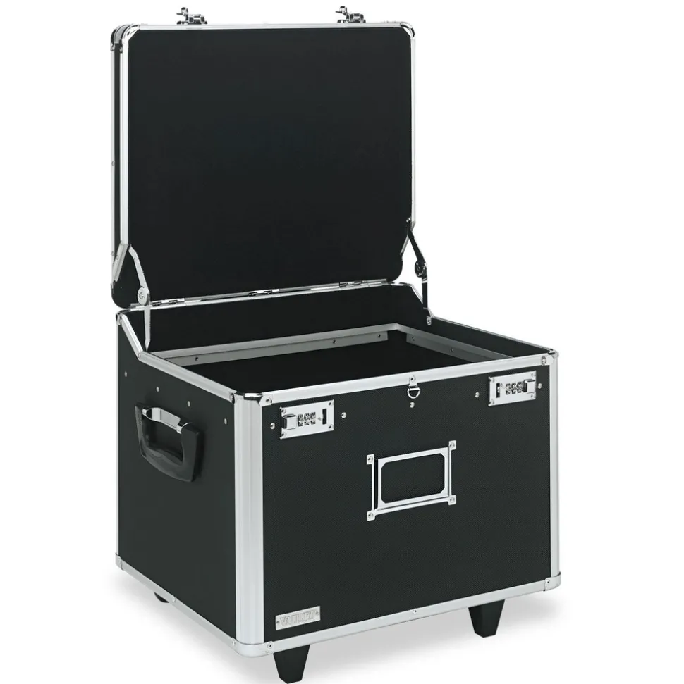 Vaultz 17.5 in. x 15.5 in. x 14.5 in. Locking Mobile Letter/Legal File Chest - Black/Chrome