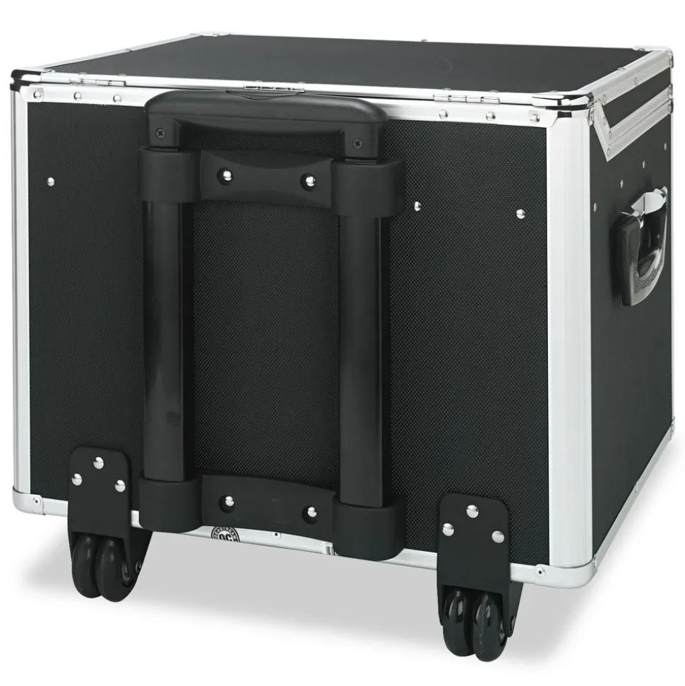 Vaultz 17.5 in. x 15.5 in. x 14.5 in. Locking Mobile Letter/Legal File Chest - Black/Chrome