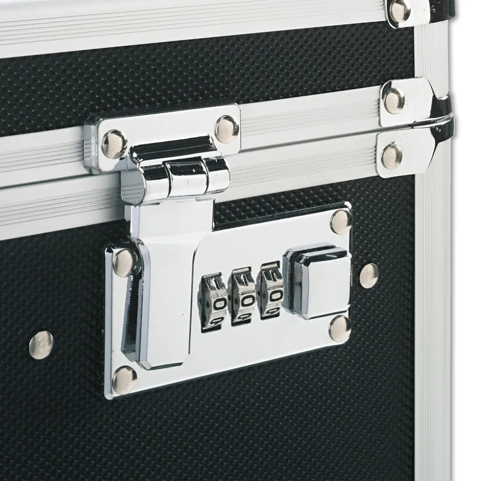 Vaultz 17.5 in. x 15.5 in. x 14.5 in. Locking Mobile Letter/Legal File Chest - Black/Chrome