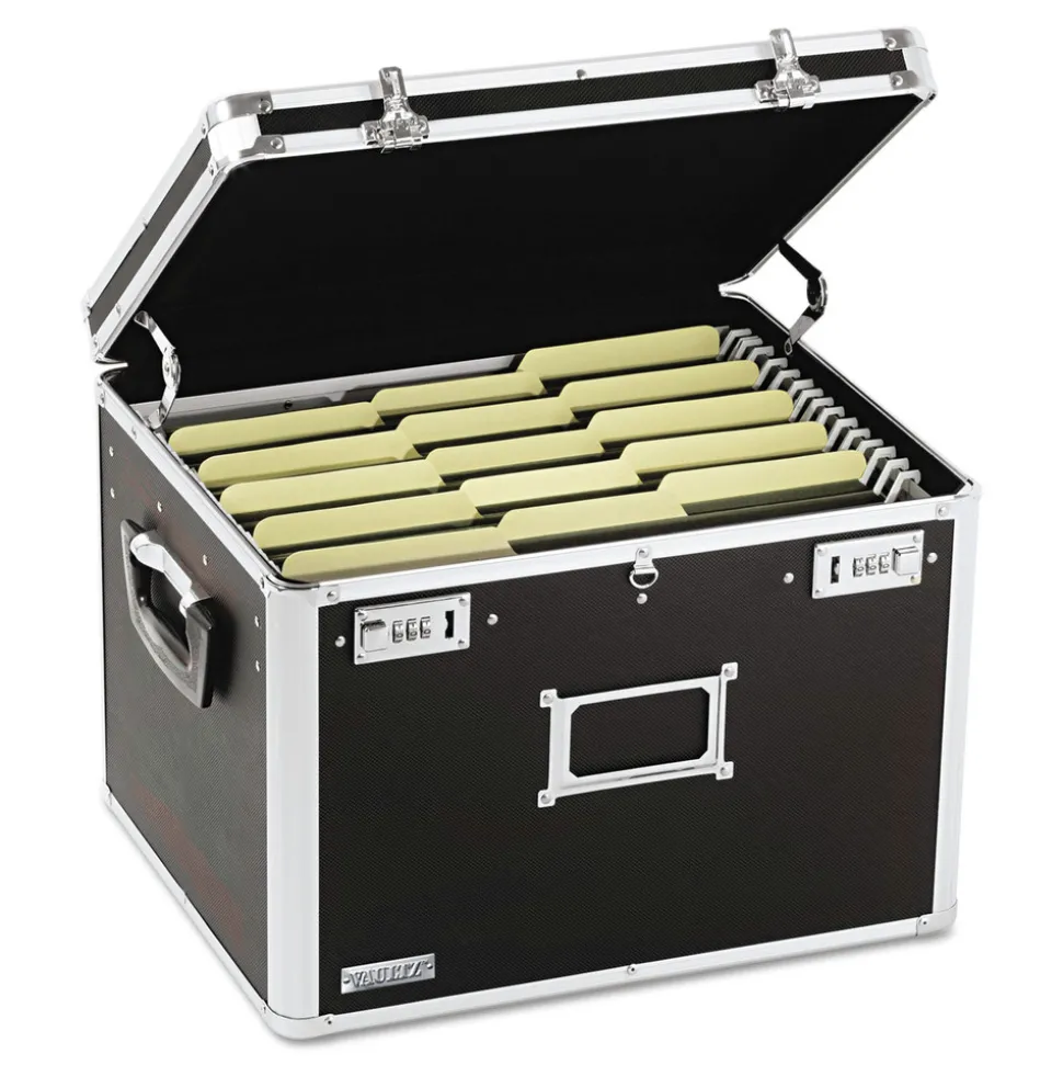 Vaultz VZ01008 17.5 in. x 14 in. x 12.5 in. Letter/Legal Files Locking File Chest with Adjustable File Rails - Black
