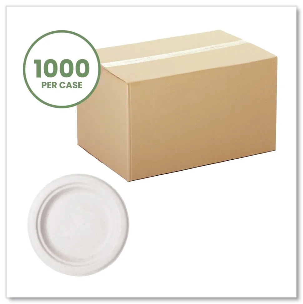 Vegware 6 in. Diameter Nourish Molded Compostable Fiber Plate Tableware - White (1000/Carton)