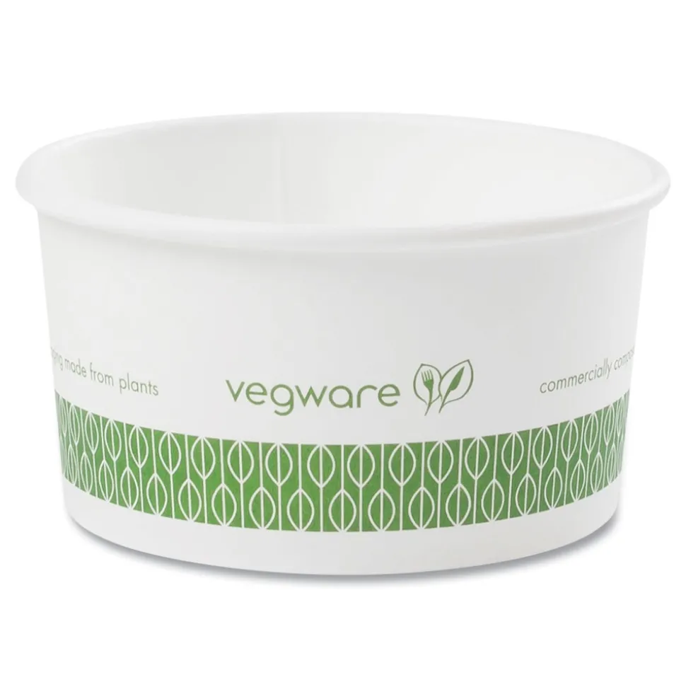 Vegware 3.5 in. x 1.7 in. 6 oz. Compostable Paper Soup Containers - Green/White (1000/Carton)