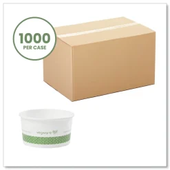 Vegware 3.5 in. x 1.7 in. 6 oz. Compostable Paper Soup Containers - Green/White (1000/Carton)