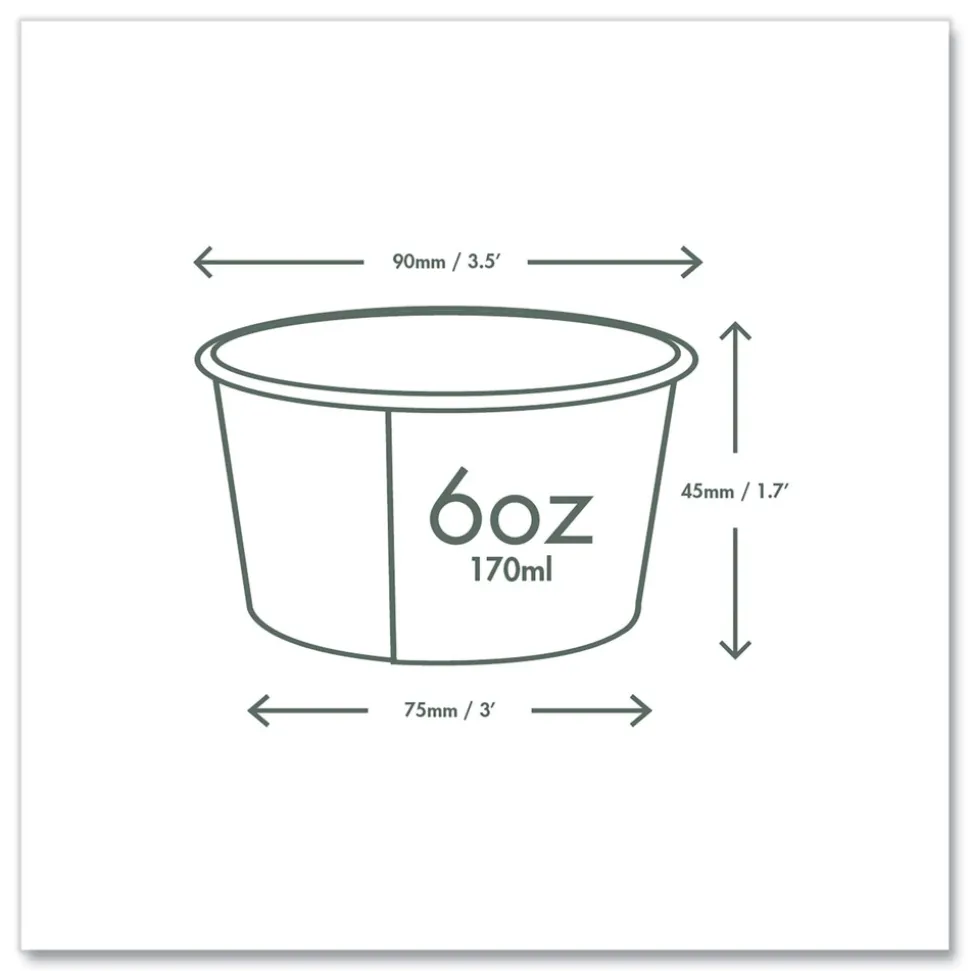 Vegware 3.5 in. x 1.7 in. 6 oz. Compostable Paper Soup Containers - Green/White (1000/Carton)