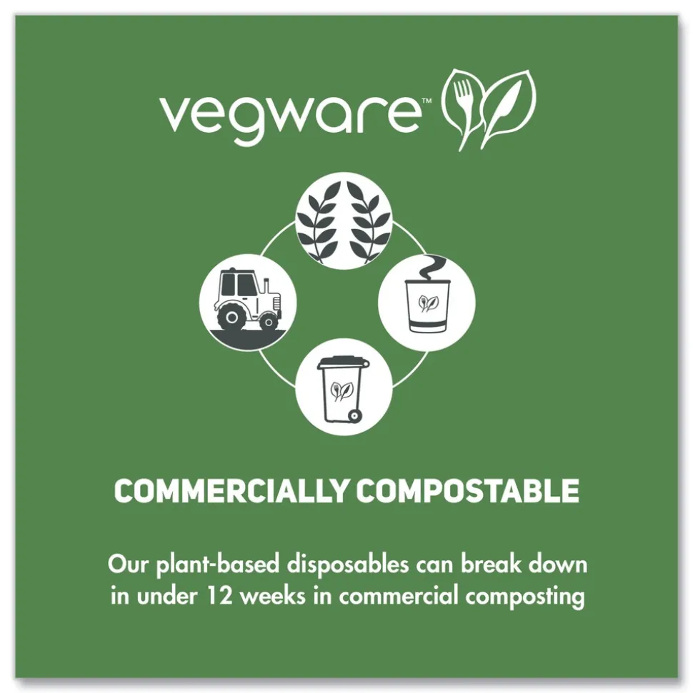 Vegware 4.6 in. x 1.5 in. 8 oz. Compostable Plastic Round Deli Pots - Clear (500/Carton)