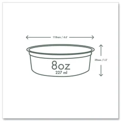 Vegware 4.6 in. x 1.5 in. 8 oz. Compostable Plastic Round Deli Pots - Clear (500/Carton)