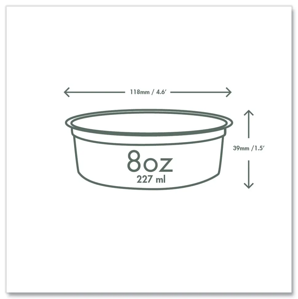 Vegware 4.6 in. x 1.5 in. 8 oz. Compostable Plastic Round Deli Pots - Clear (500/Carton)