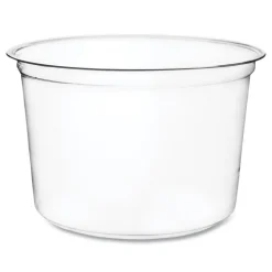 Vegware 4.6 in. x 3 in. 16 oz. Compostable Plastic Round Deli Pots - Clear (500/Carton)
