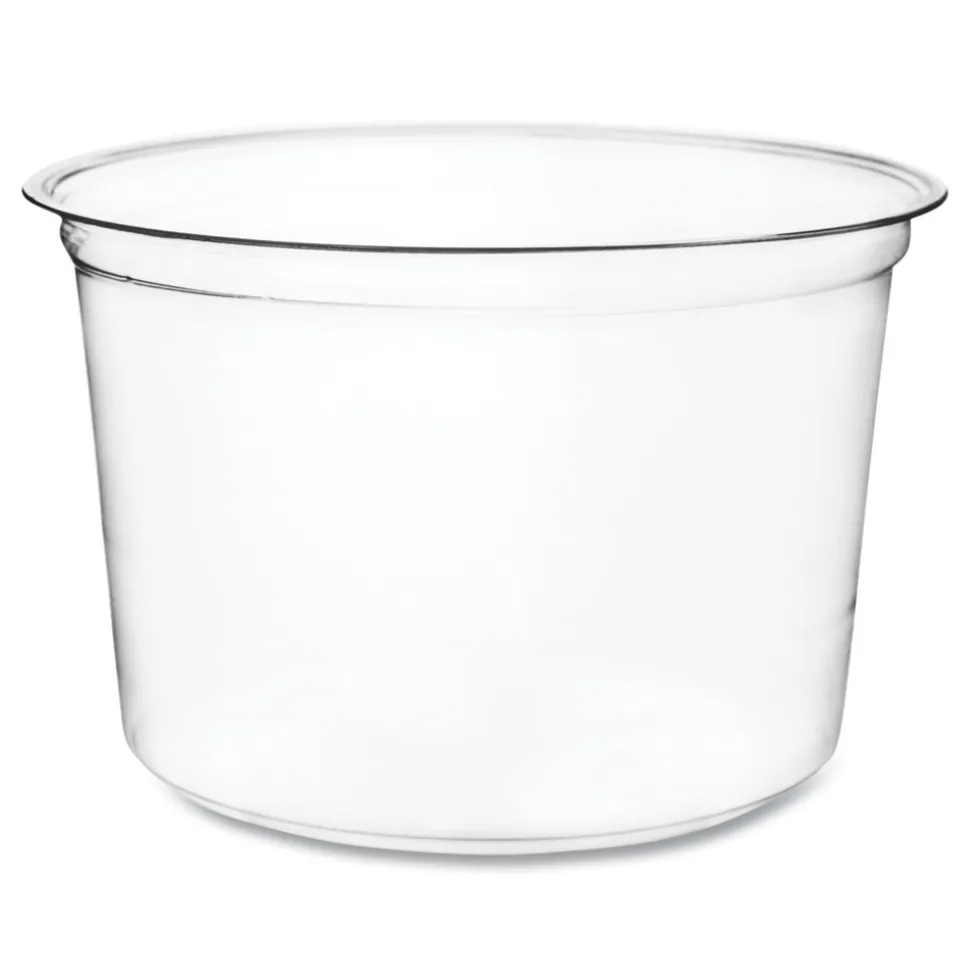 Vegware 4.6 in. x 3 in. 16 oz. Compostable Plastic Round Deli Pots - Clear (500/Carton)