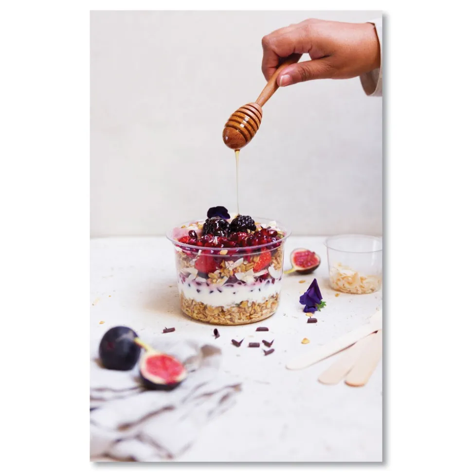 Vegware 4.6 in. x 3 in. 16 oz. Compostable Plastic Round Deli Pots - Clear (500/Carton)