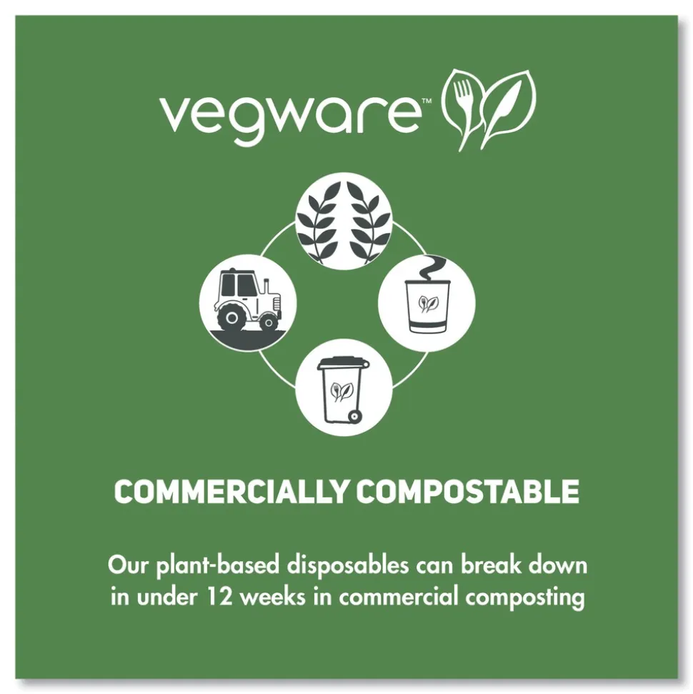 Vegware 4.6 in. x 3 in. 16 oz. Compostable Plastic Round Deli Pots - Clear (500/Carton)
