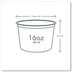 Vegware 4.6 in. x 3 in. 16 oz. Compostable Plastic Round Deli Pots - Clear (500/Carton)