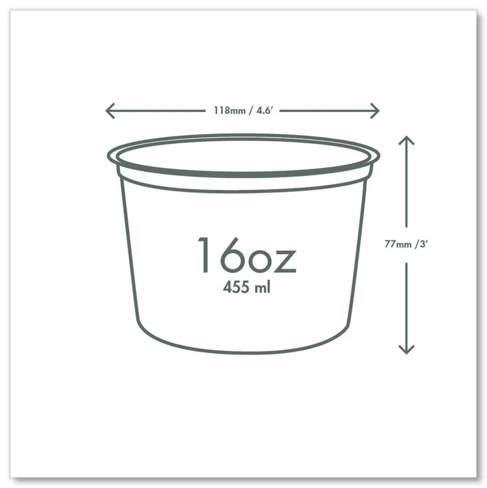 Vegware 4.6 in. x 3 in. 16 oz. Compostable Plastic Round Deli Pots - Clear (500/Carton)