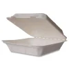 Vegware 9 in. x 9 in. x 3 in. Molded Fiber Compostable Sugarcane Clamshell Containers - White (200/Carton)