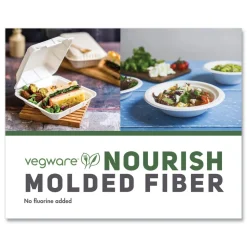 Vegware 9 in. x 18 in. x 2 in. Molded Fiber Compostable Sugarcane 3-Compartment Clamshell Containers - White (200/Carton)