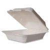 Vegware 7.9 in. x 7.9 in. x 2.9 in. Molded Fiber Compostable Sugarcane Clamshell Container - White (200/Carton)