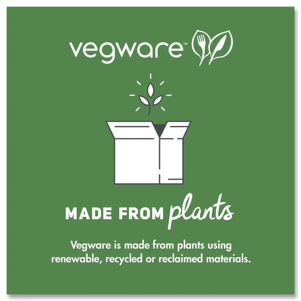 Vegware 7.9 in. x 7.9 in. x 2.9 in. Molded Fiber Compostable Sugarcane Clamshell Container - White (200/Carton)