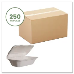 Vegware 5 in. x 9 in. x 2 in. Nourish Molded Fiber Takeout Containers - White (250/Carton)