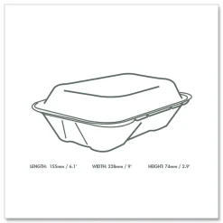 Vegware 6.1 in. x 9 in. x 2.9 in. Nourish Molded Fiber Compostable Sugarcane Takeout Containers - Natural (200/Carton)