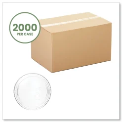 Vegware 2 oz. - 4 oz. Compostable Plastic Portion Pot Lids - Clear (2000/Carton)