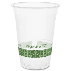 Vegware 16 oz. 96-Series Compostable Cold Cup - Clear/Green (1000/Carton)