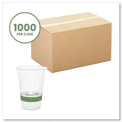 Vegware 16 oz. 96-Series Compostable Cold Cup - Clear/Green (1000/Carton)