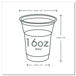 Vegware 16 oz. 96-Series Compostable Cold Cup - Clear/Green (1000/Carton)