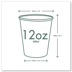 Vegware 12 oz. 89-Series Paper Hot Cup - White/Green (1000/Carton)