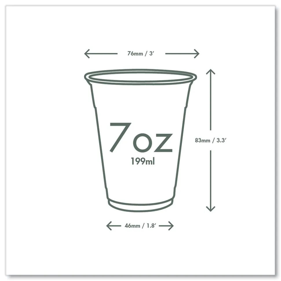 Vegware 7 oz. 76-Series Plastic Cold Cup - Clear/Green (1000/Carton)