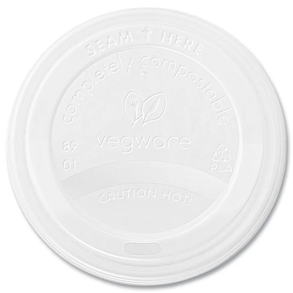 Vegware 89 Series Compostable Hot Cup Lids - White (1000/Carton)