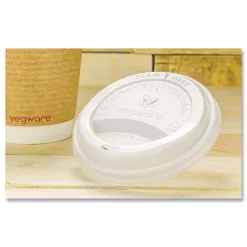 Vegware 89 Series Compostable Hot Cup Lids - White (1000/Carton)