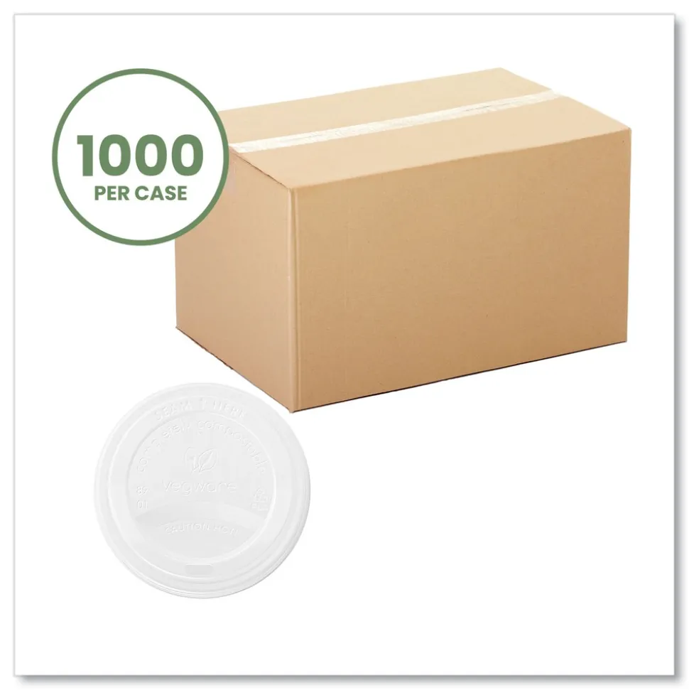 Vegware 89 Series Compostable Hot Cup Lids - White (1000/Carton)