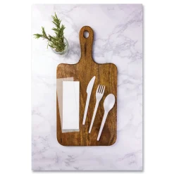 Vegware Compostable Fork/Knife/Spoon/Napkin Cutlery Kits - White (250/Carton)