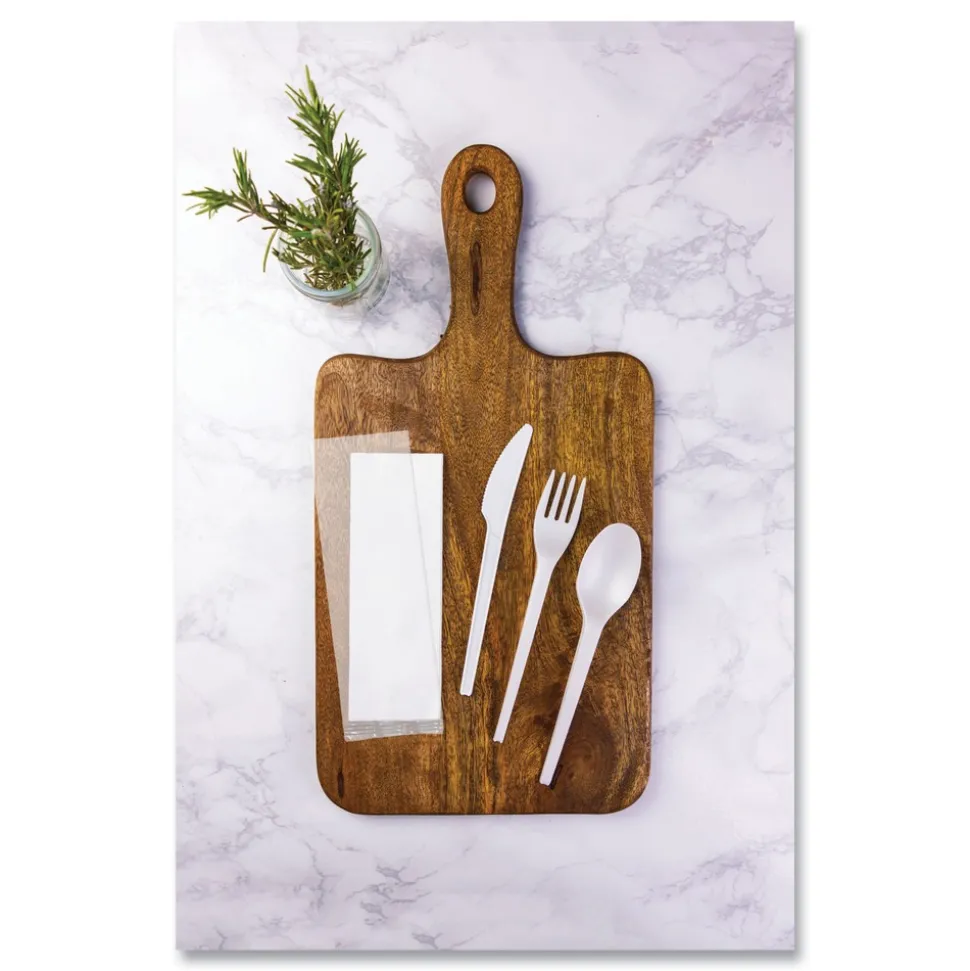 Vegware Compostable Fork/Knife/Spoon/Napkin Cutlery Kits - White (250/Carton)