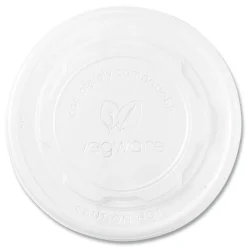 Vegware 115-Series Compostable Plastic Flat Hot Lids - White (500/Carton)