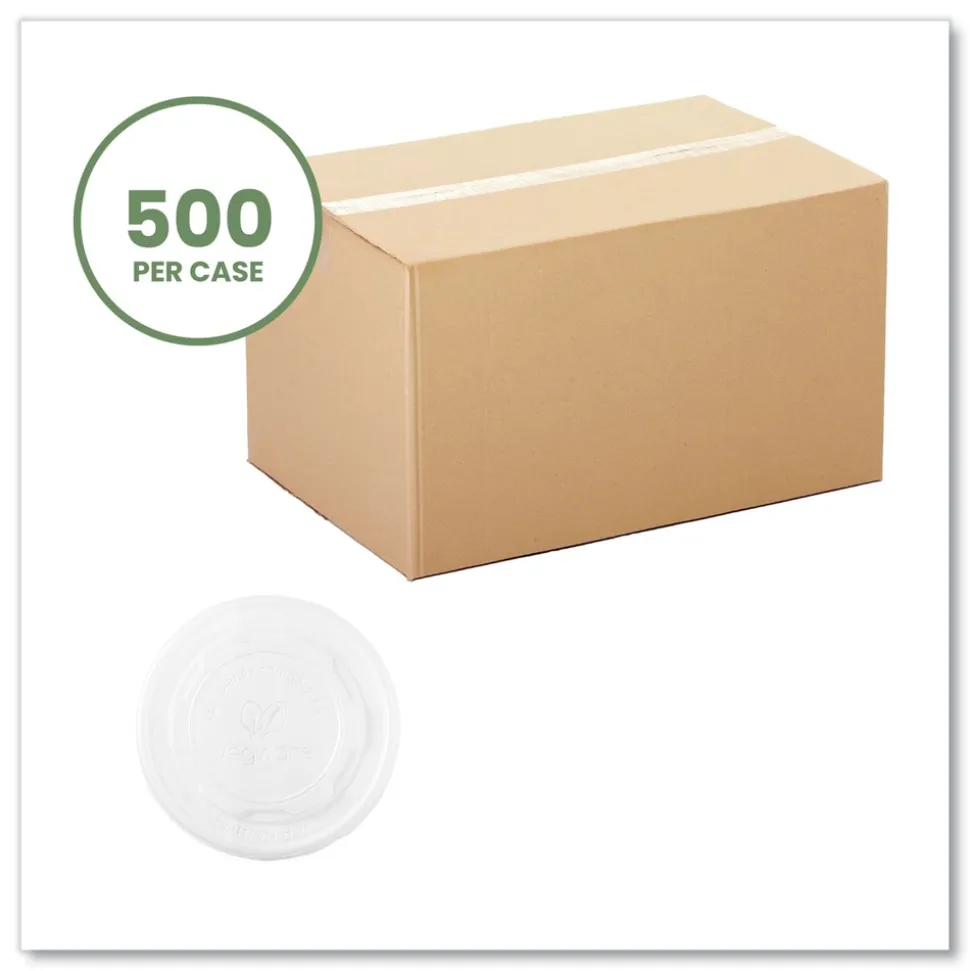 Vegware 115-Series Compostable Plastic Flat Hot Lids - White (500/Carton)