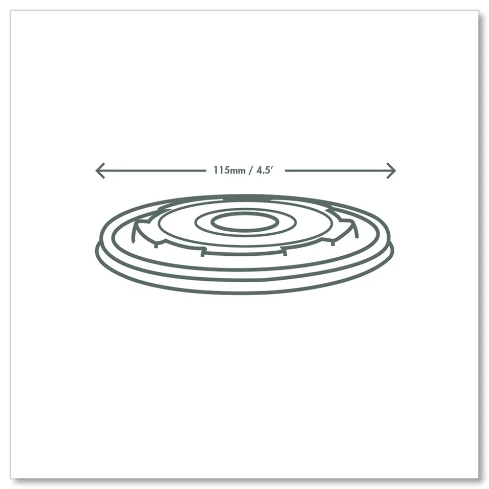 Vegware 115-Series Compostable Plastic Flat Hot Lids - White (500/Carton)