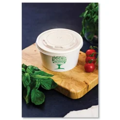 Vegware 115-Series Compostable Plastic Flat Hot Lids - White (500/Carton)