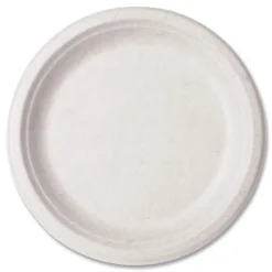 Vegware VW-P013NFA 9 in. Diameter Nourish Molded Compostable Fiber Plate Tableware - White (500/Carton)