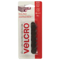 Velcro 0.63 in. Diameter Removable Adhesive Sticky-Back Fasteners - Black (15/Pack)