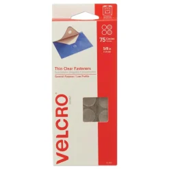 Velcro 0.63 in. Diameter Removable Adhesive Sticky-Back Fasteners - Clear (75/Pack)